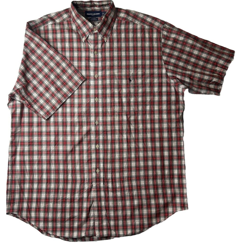 Ralph Lauren Men’s L Tilden Golf Cotton Plaid Jacket Tartan Plaid Red Outdoors